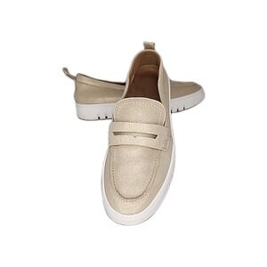 Vionic Uptown Loafer Gold Shimmer Leather Slip-On Women's 6 Arch Support